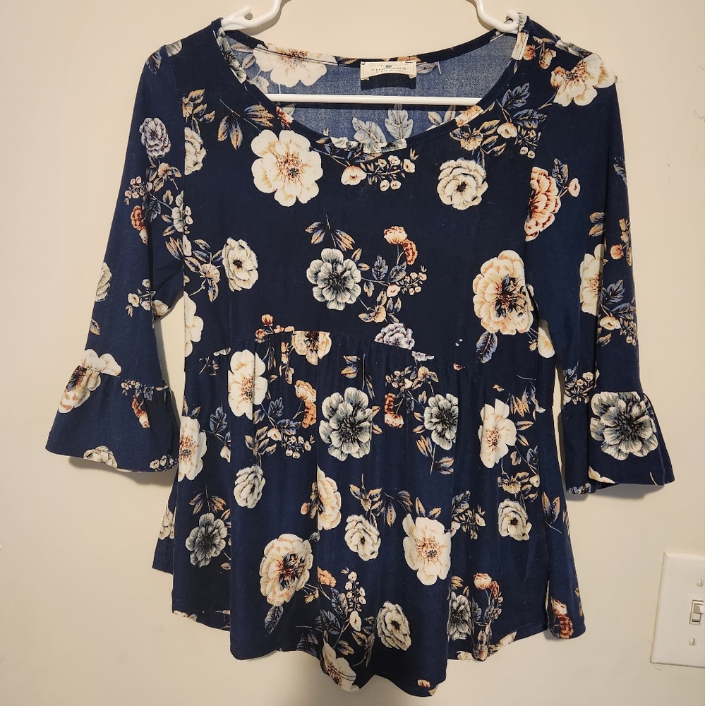 Blue flowered blouse